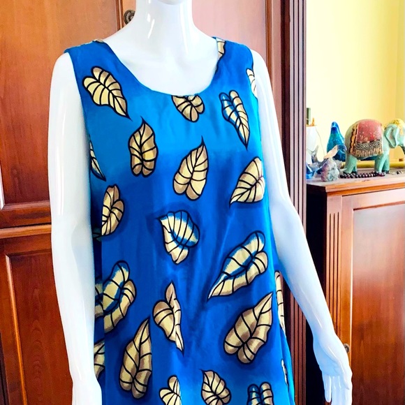 Comfy cobalt blue rayon summer dress with tassels finish beach dress cover-up XL - Picture 2 of 9